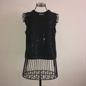 St. John Black Shimmer Top